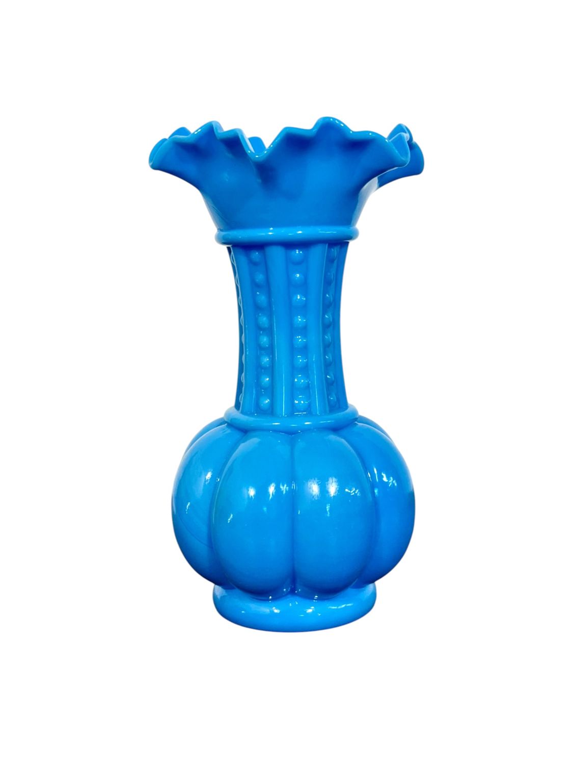 Vase en  opaline bleue, d'époque Napoléon III, France XIXè siècle