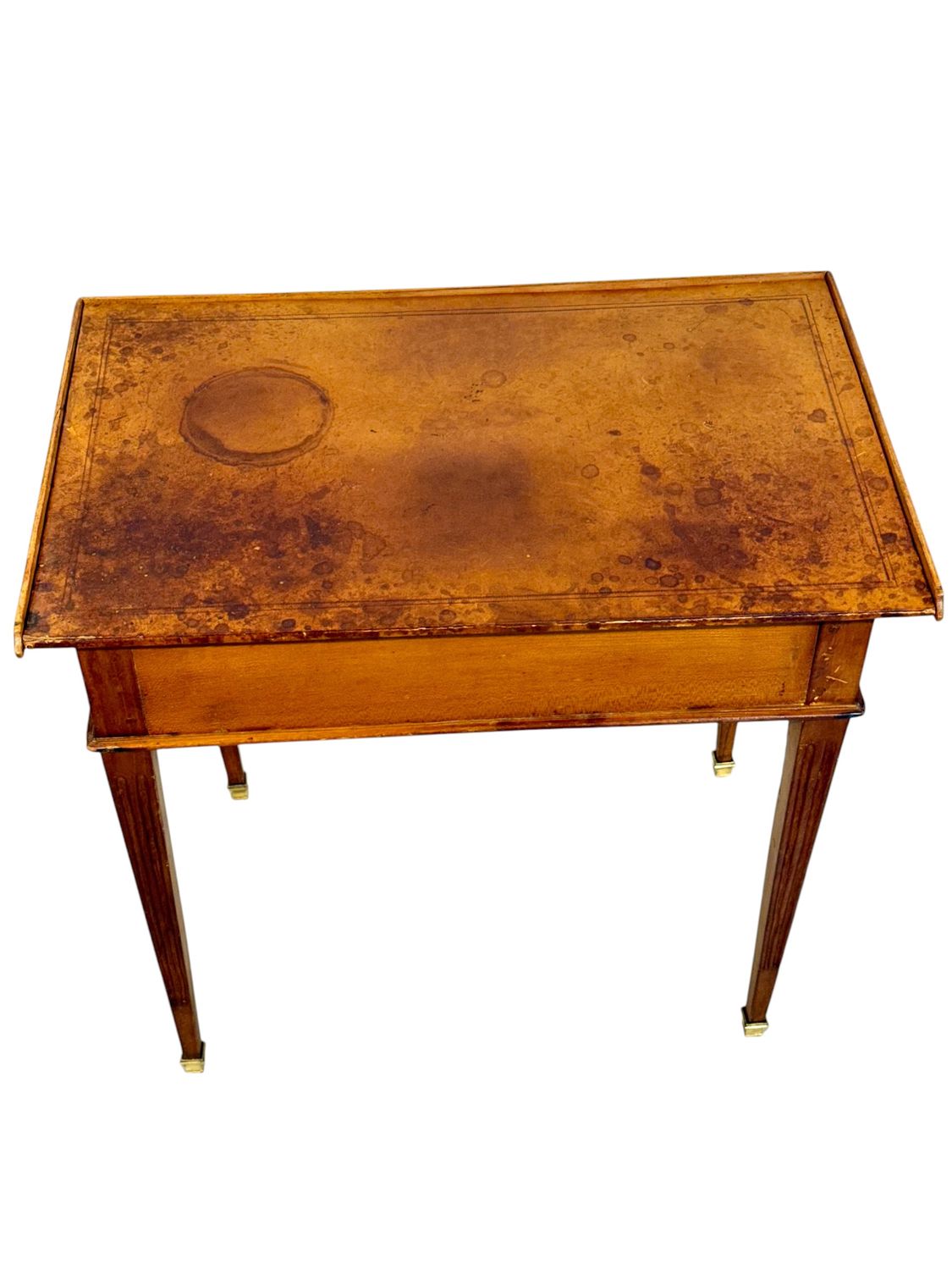 Bureau plat en cuir d'époque Louis XVI, France, XVIIIe siècle