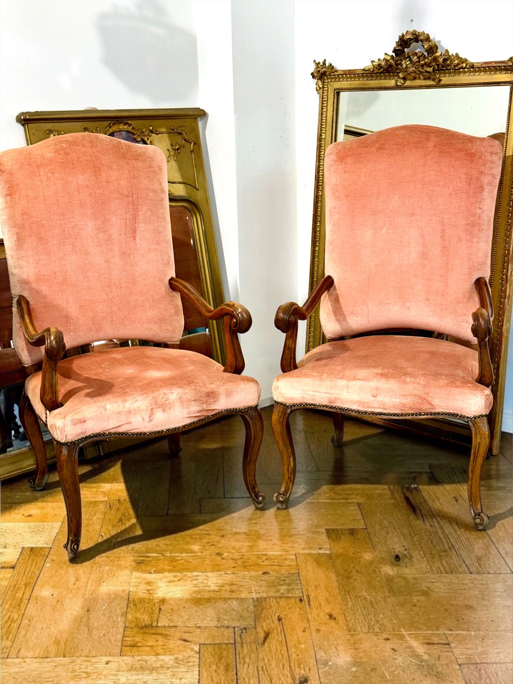 Pair of Louis XV Period Walnut Armchairs, France 18th Century