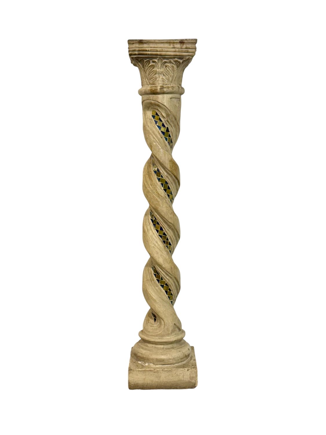 Twisted Mosaic Column Pedestal with Corinthian Capital