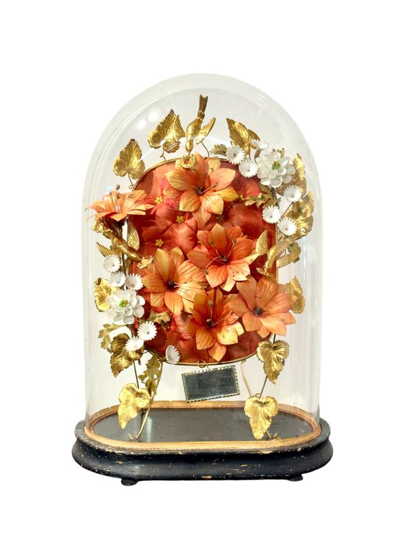 Napoleon III Floral Globe de Mariée under Original Glass Dome