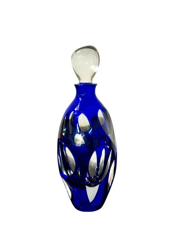 Saint Louis Blue Overlay Crystal Perfume Bottle, 1998 Limited Edition
