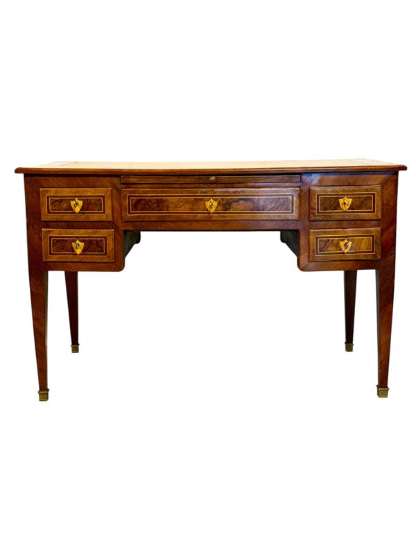 19th Century Walnut Inlaid Partner’s Desk with Leather Writing Surface