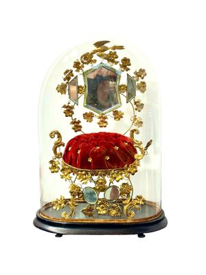 Globe de mariée français du XIXe siècle en métal doré et miroirs biseautés