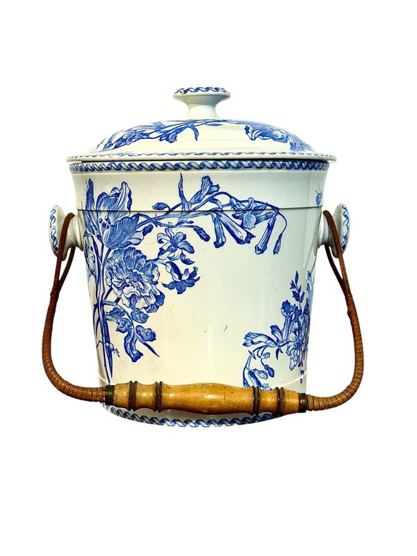 19th Century Gien Blue & White Large Faience Covered Vessel