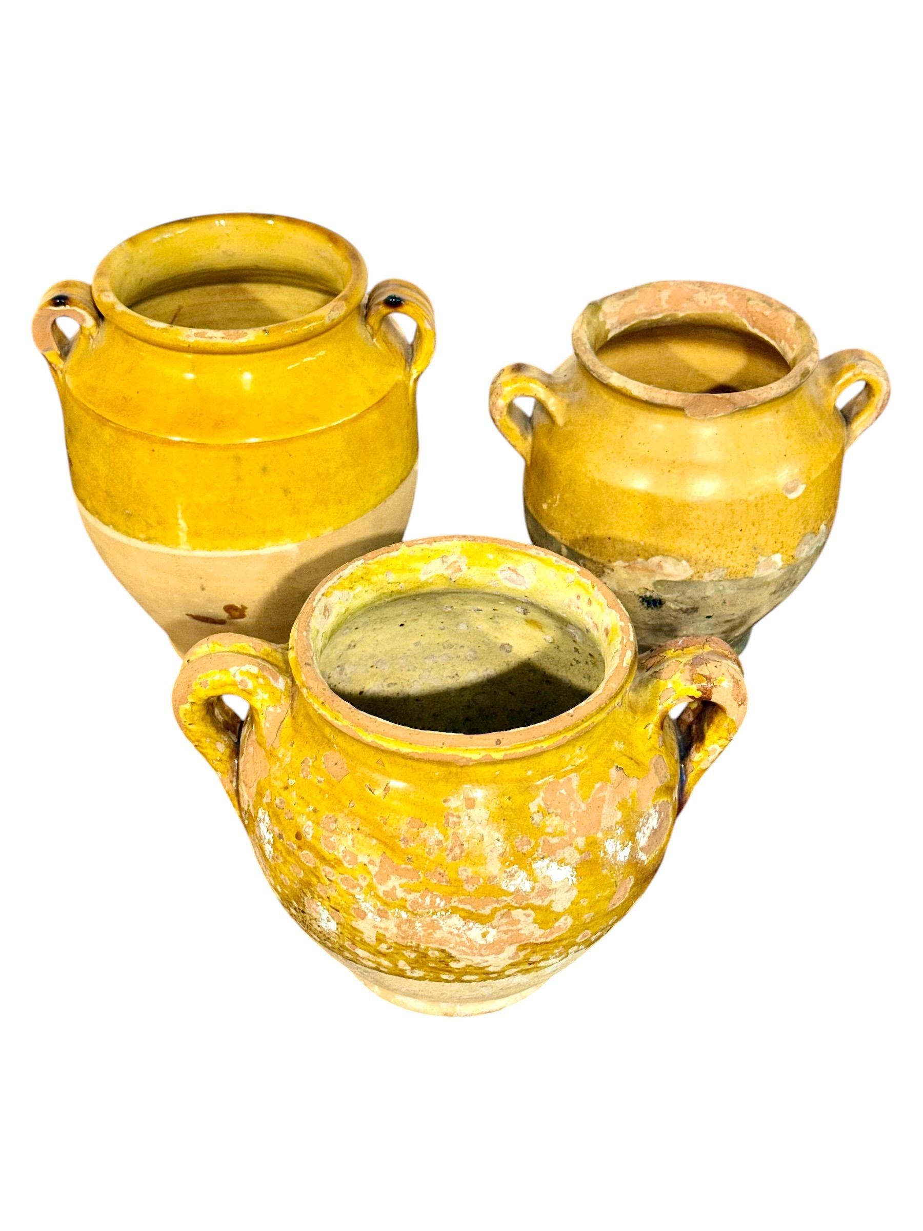 Suite de trois petits pots à confit, France XIXe siècle