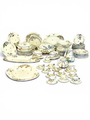 “Nella” by Jules Vieillard & Cie, 83-Piece Fine Faience Dinner & Coffee Service, 19th C.