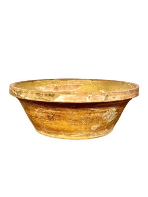 19th Century French Glazed Terracotta Mixing Bowl, Rustic Country Pottery