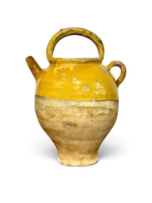 19th Century French Yellow Glazed Terracotta Water Jug