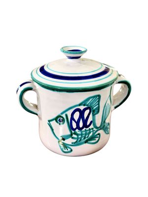 Robert Picault Vallauris Lidded Faience Tureen with Fish Decor