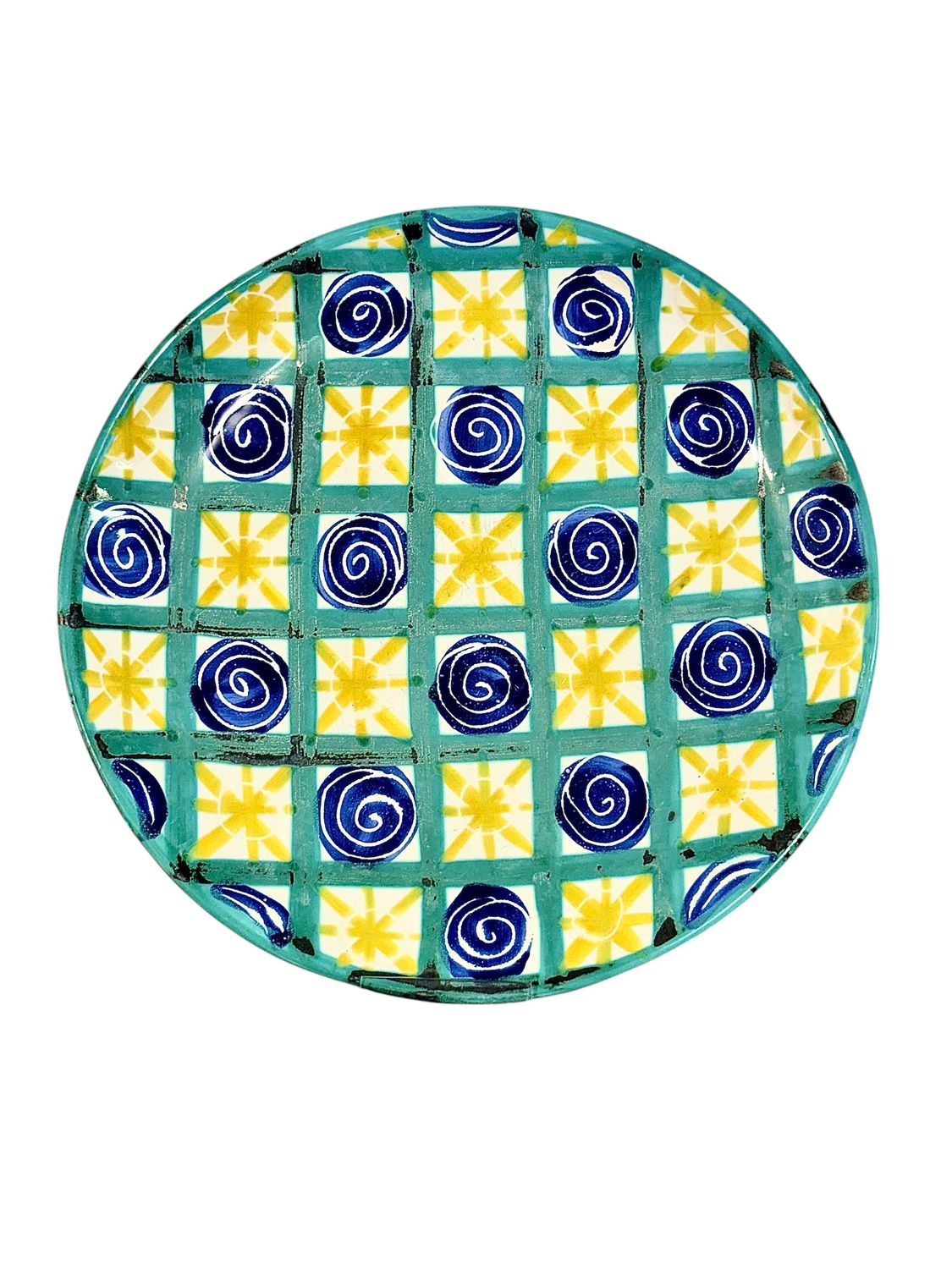 Plat décoratif en céramique peint à la main par Robert Picault, Vallauris, vers 1960