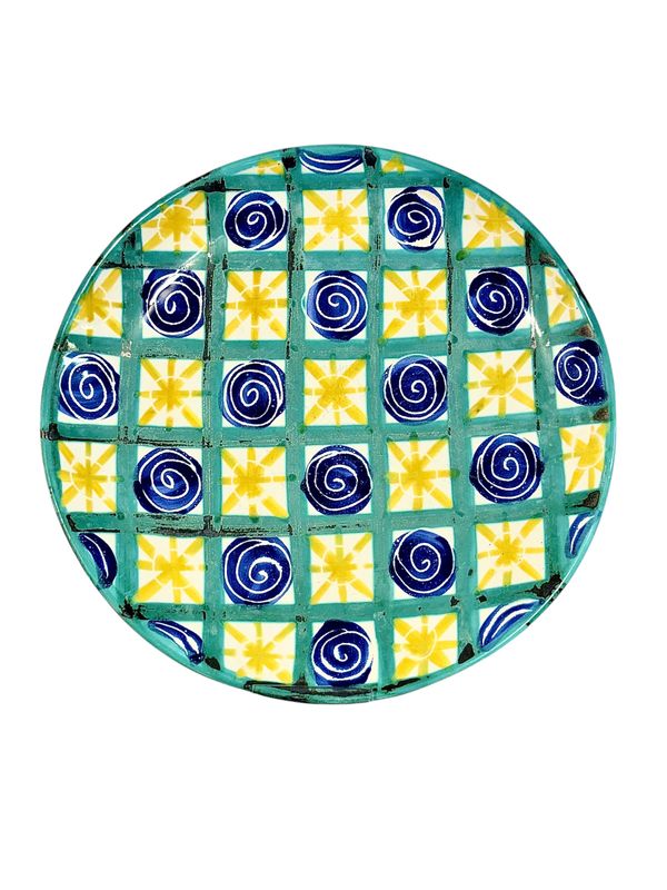 Plat décoratif en céramique peint à la main par Robert Picault, Vallauris, vers 1960