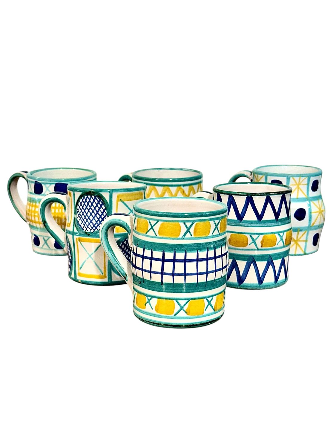 Ensemble de six tasses en céramique de Robert Picault, Vallauris France, vers 1960