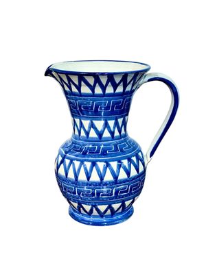 Pichet en céramique blanche et bleue de Robert Picault (Vallauris), France vers 1960