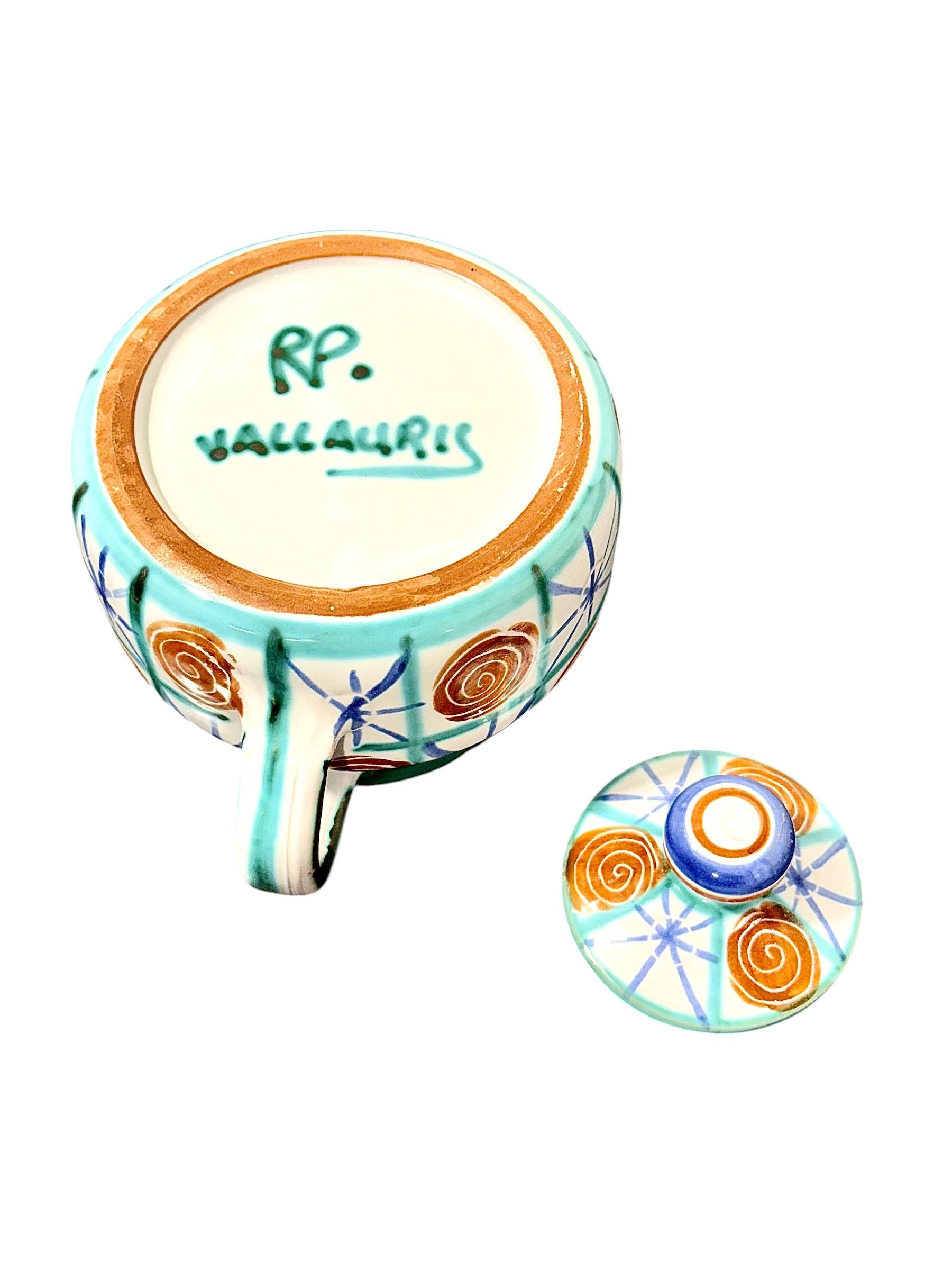 Théière en céramique polychrome de Robert Picault à Vallauris, vers 1960