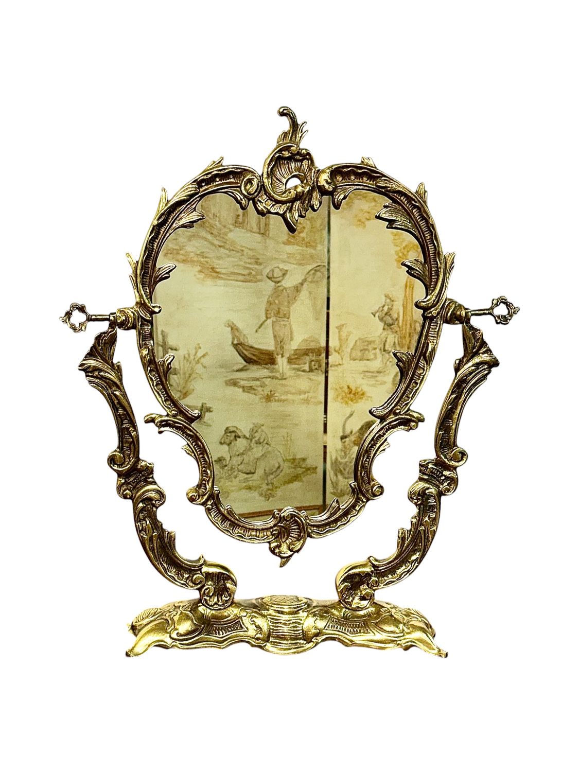 Miroir de table en bronze doré de style Rococo, France vers 1900