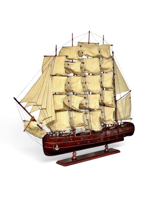 Large 20th Century Five-Masted Barque Ship Model, 'France II' Style