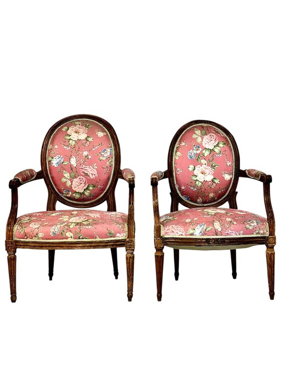 Set of Two Louis XVI Period Beechwood Armchairs, France Circa 1770