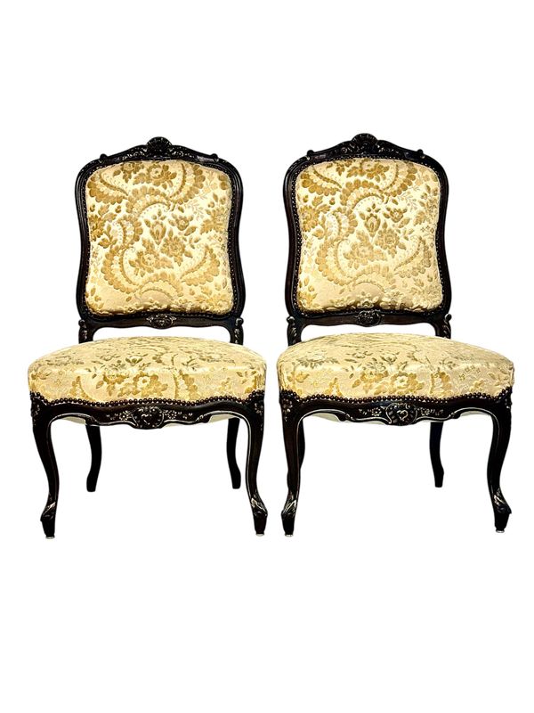 Pair of 19th Century French Napoleon III Carved & Gilt Salon Chairs