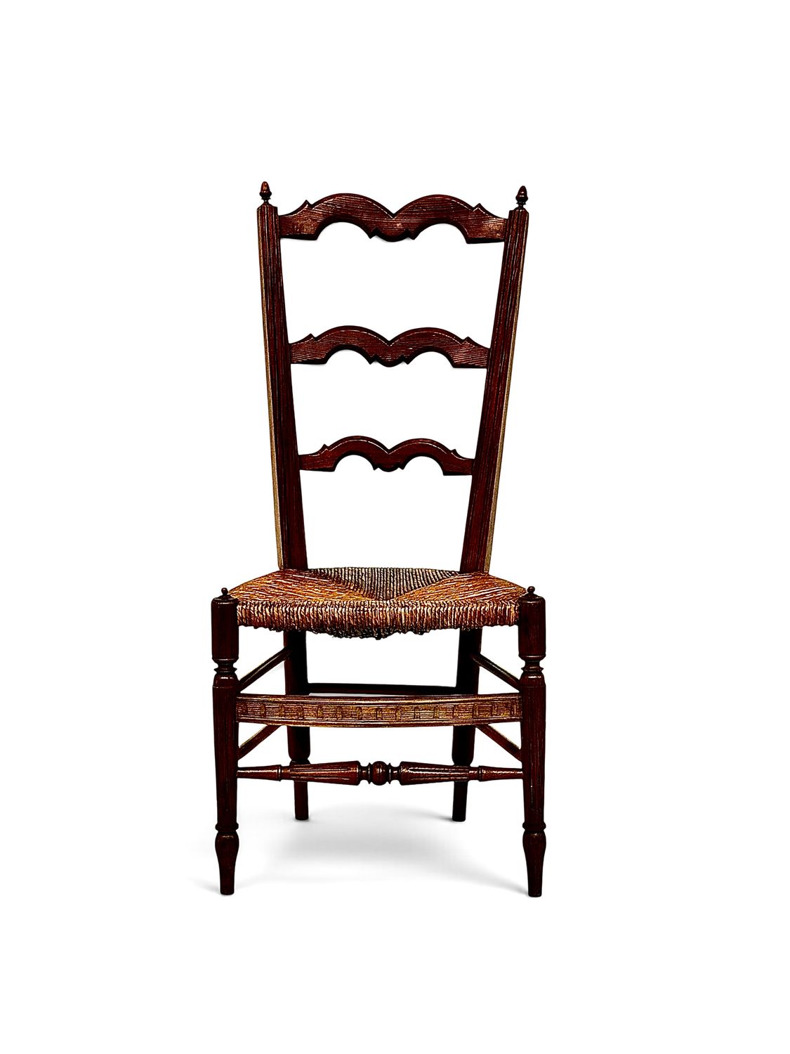 Chaise d'enfant provinciale en pin avec assise en paille tressée, France du XIXe siècle