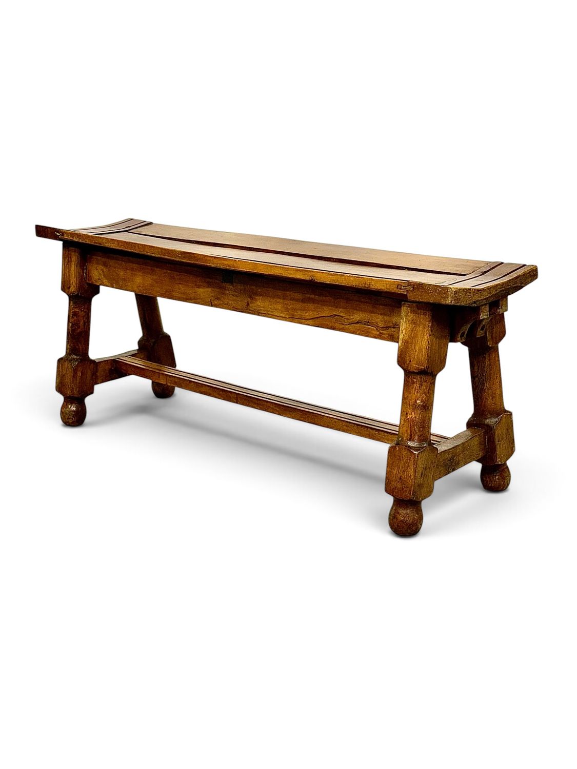 Banc du XIXe siècle en noyer à lattes incurvées, France vers 1880