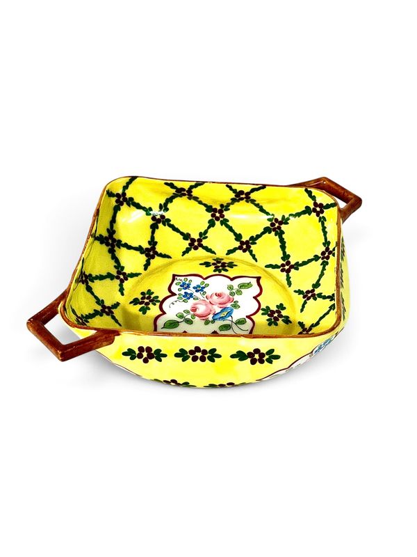 19th Century Yellow Floral Porcelain Handled Vide-Poche, circa 1890