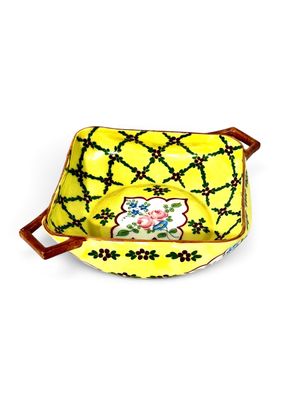 19th Century Yellow Floral Porcelain Handled Vide-Poche, circa 1890
