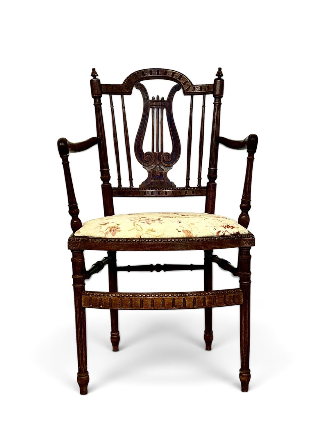 Fauteuil Français d'Époque Napoléon III (XIXe siècle) à Dossier Lyre