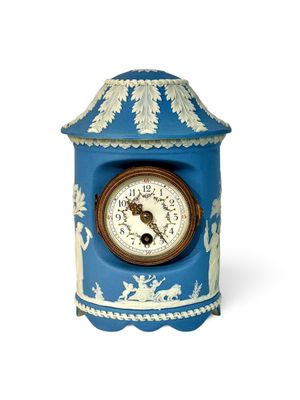 19th Century Wedgwood Blue Jasperware Mantel Clock, circa 1890