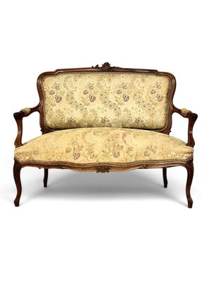 19th Century French Louis XV Style Carved Walnut Settee