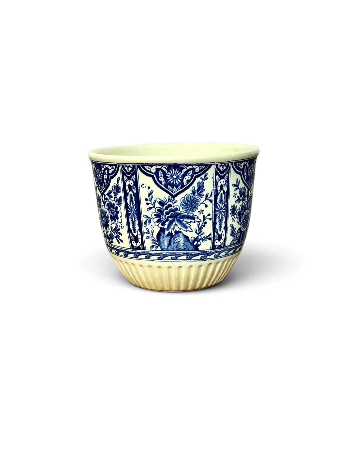 Cache-pot XIXe Petrus Regout Maastricht décor bleu et blanc « Delfts»