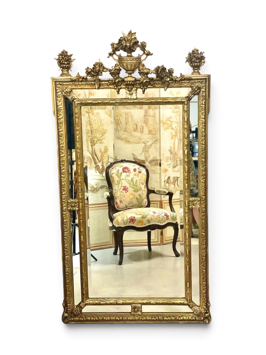 French Napoleon III Giltwood Pareclose Mirror, 19th Century