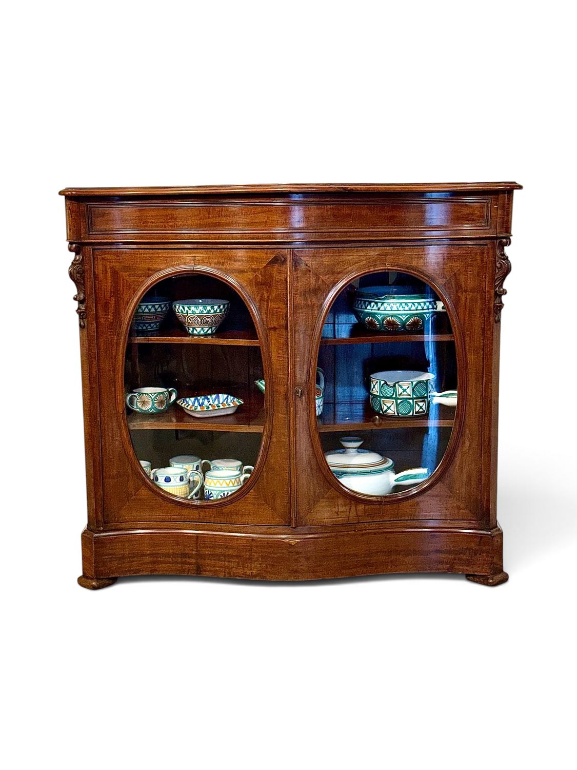 19th Century French Mahogany Display Cabinet with Oval Doors