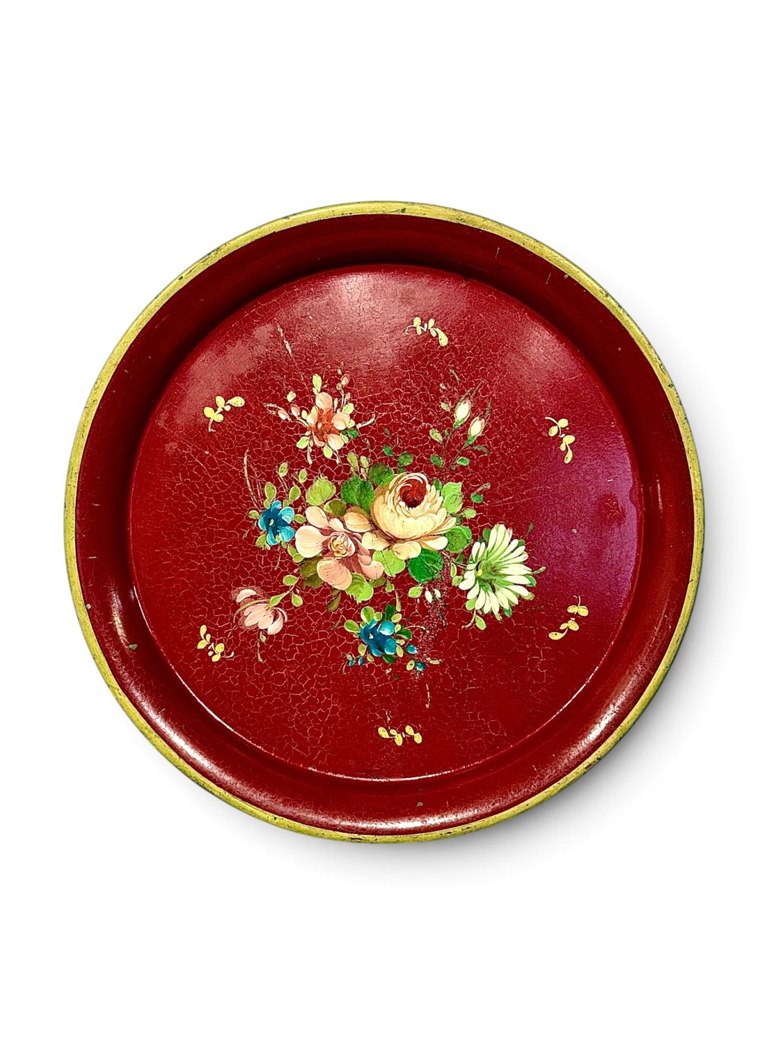 Plateau Napoléon III en tôle peinte à décor floral, XIXe siècle
