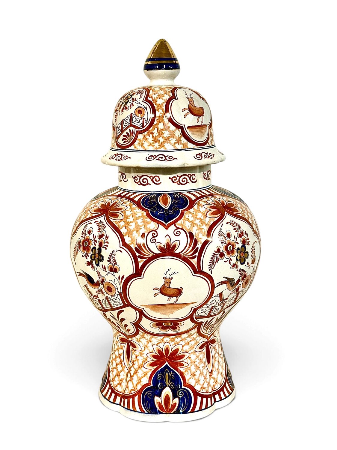Grand pot couvert en céramique polychrome chinoise, XXe siècle