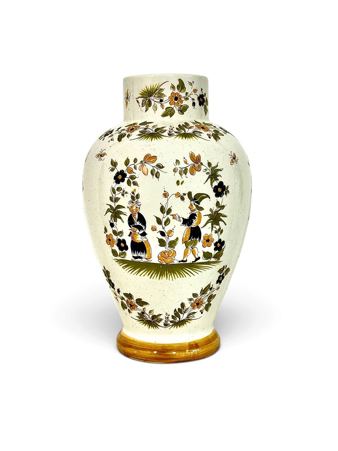 French Moustiers Style Hand-Painted Faience Vase, 20th Century