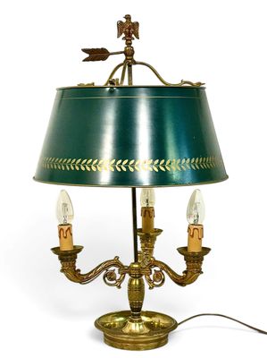 French Empire Style Gilt Brass Bouillotte Table Lamp, circa 1930