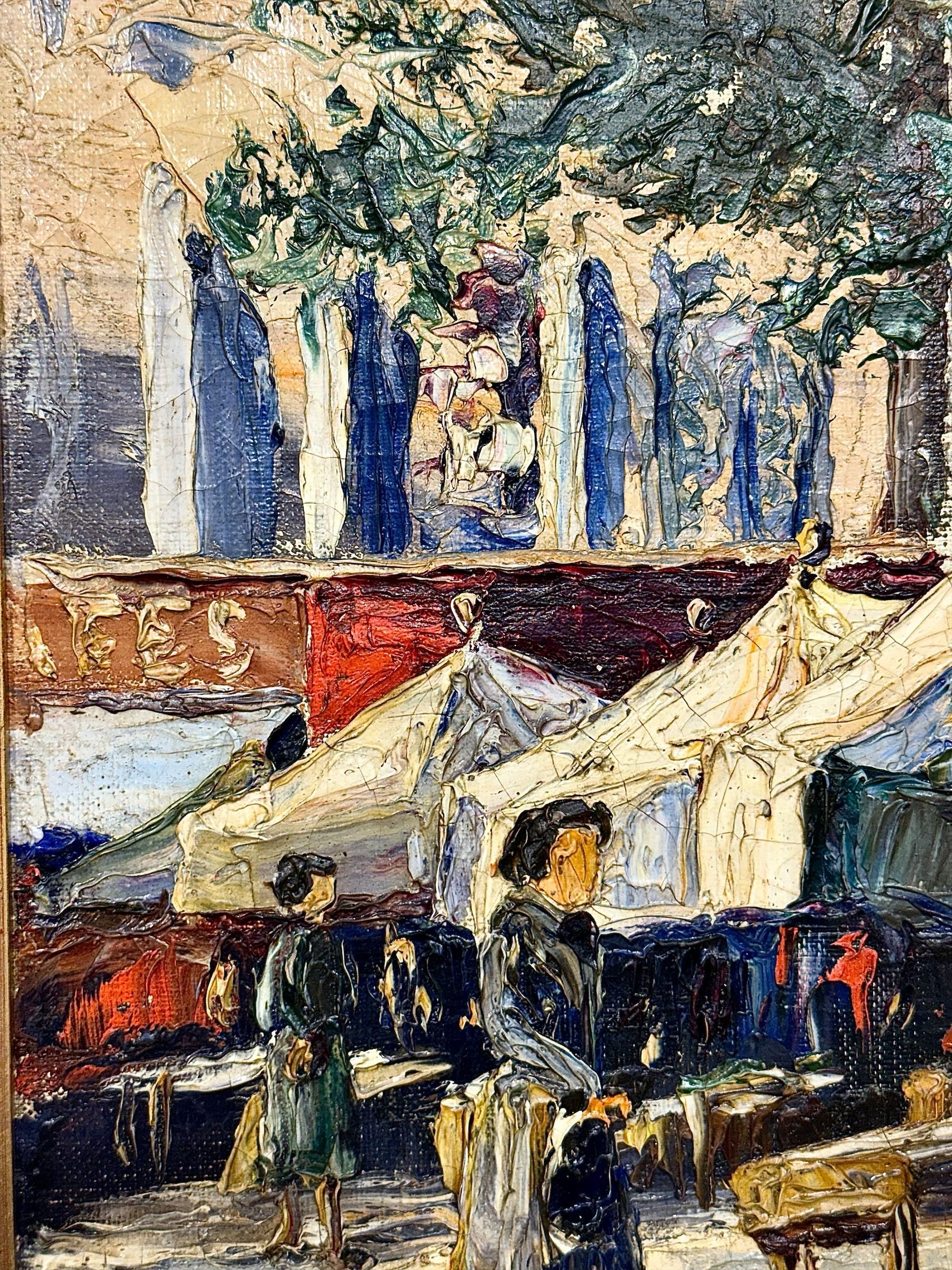 Marché aux fleurs, huile sur toile signée H. Stauder, XXe siècle