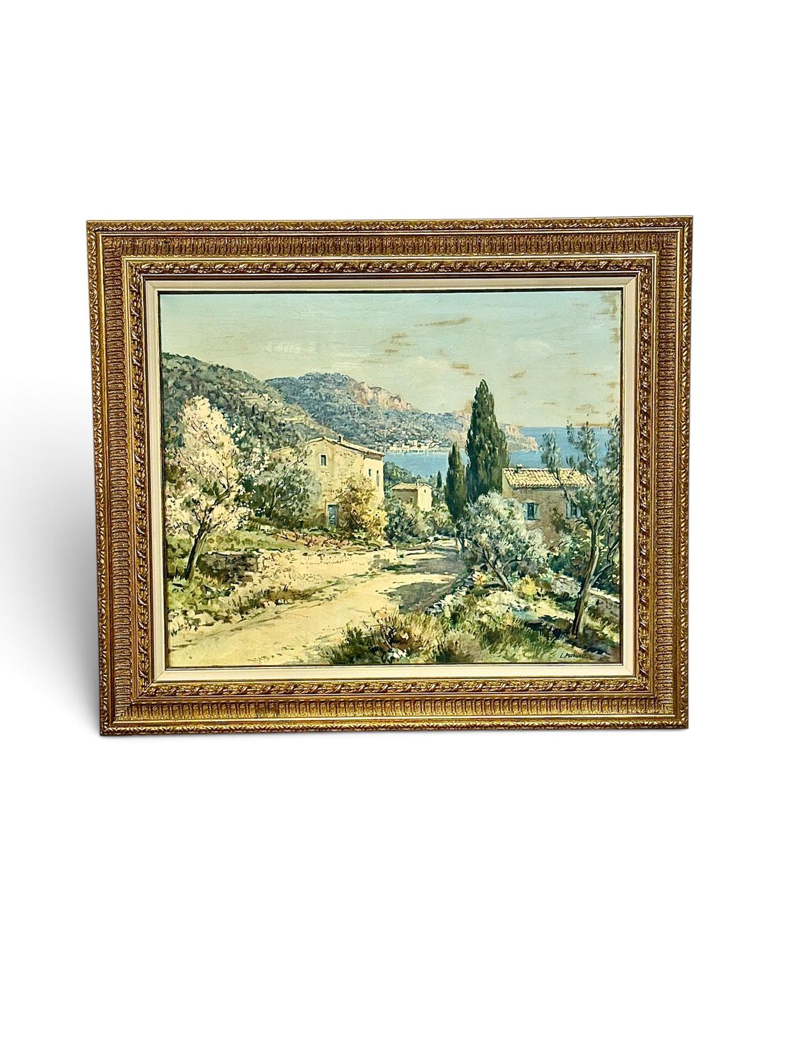 Large Provençal Landscape with View of Cassis, Oil on Canvas, 20th Century
