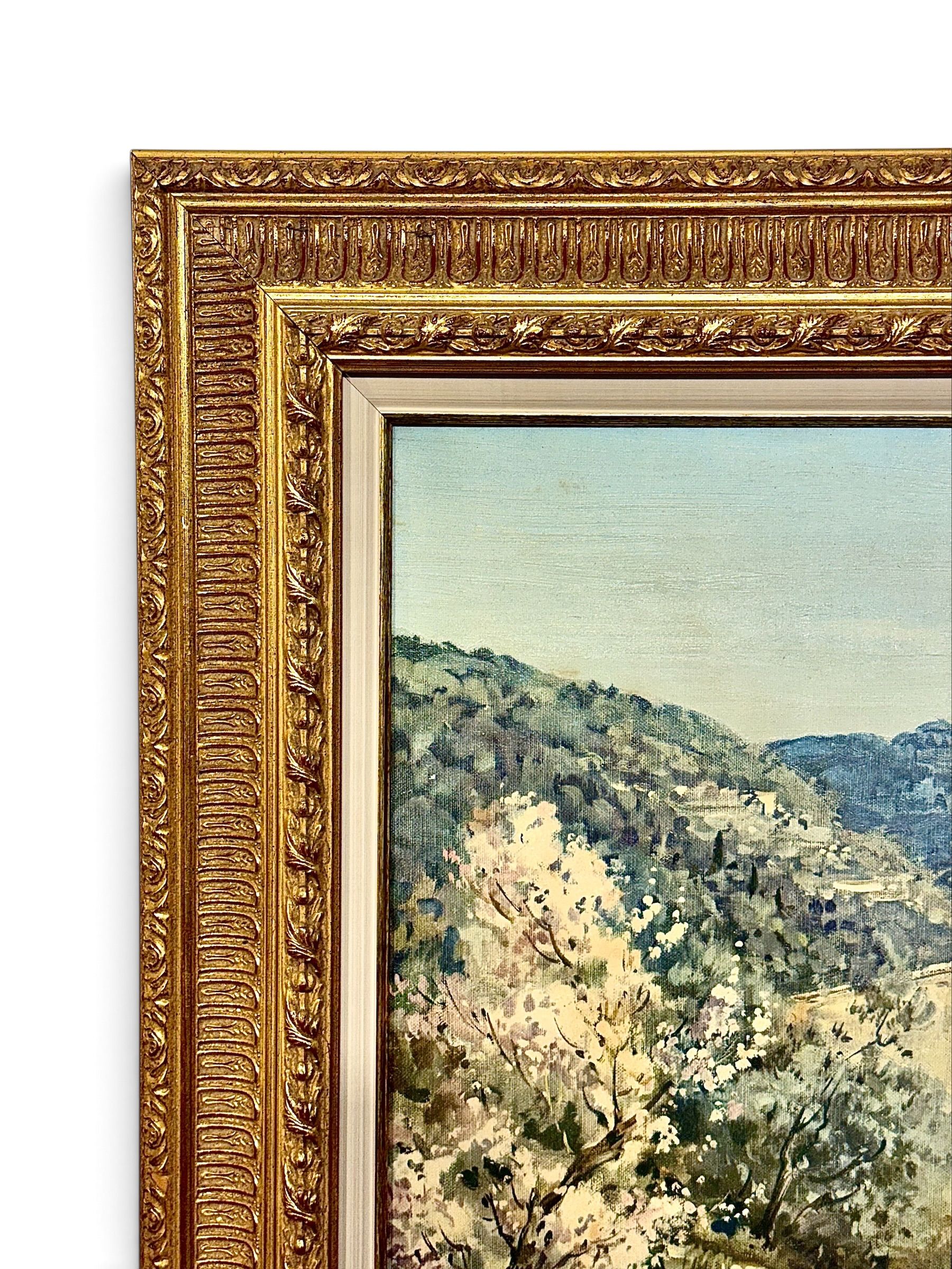 Grand paysage provençal avec vue sur Cassis, huile sur toile, XXe siècle