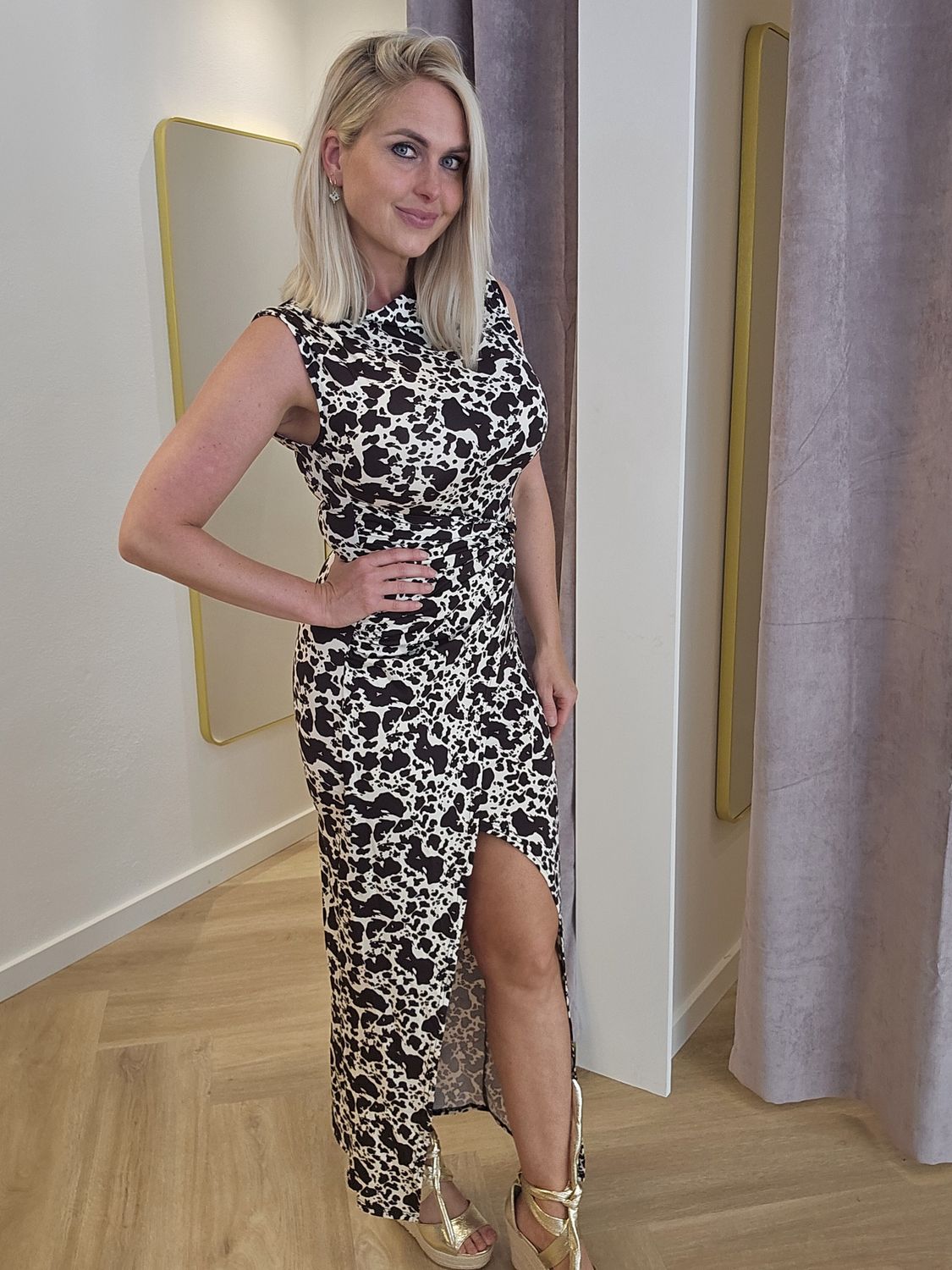 Bodine travel jurk printed brown