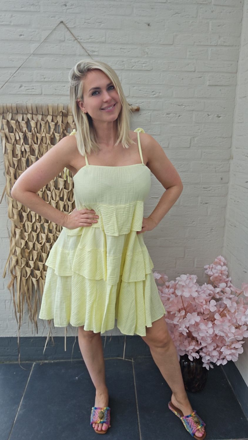 Mousseline layered dress - yellow