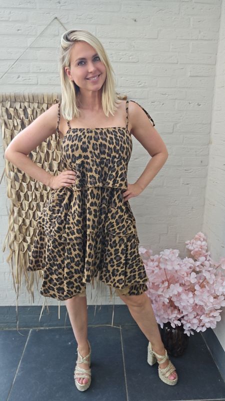 Mousseline layered dress - luipaard