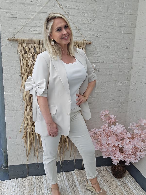 Strik blazer cremekleur