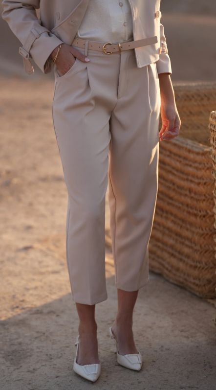 Beige cargo broek met riem