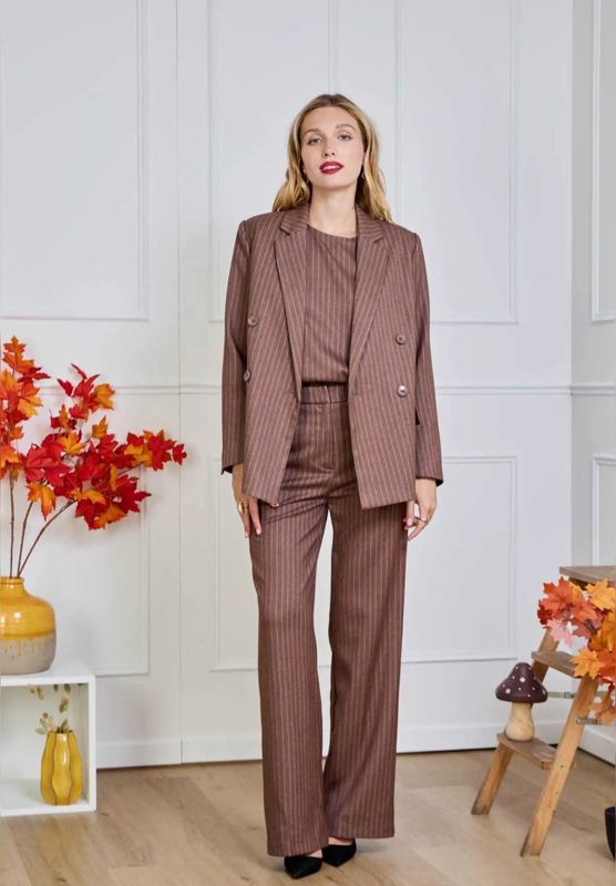 Taupe strepen blazer