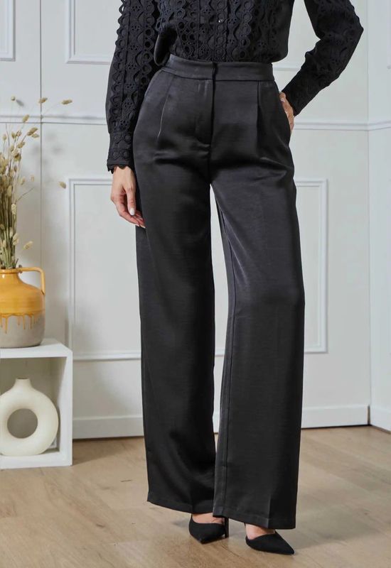 Satin pantalon zwart