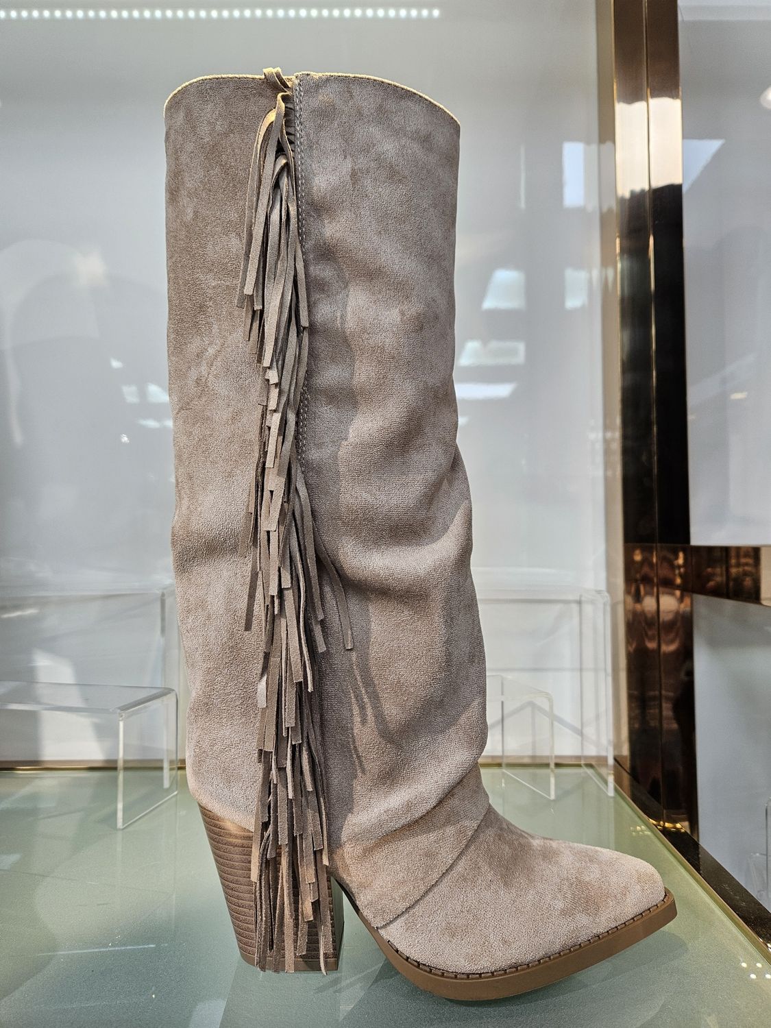 Fringe cowboyboots taupe