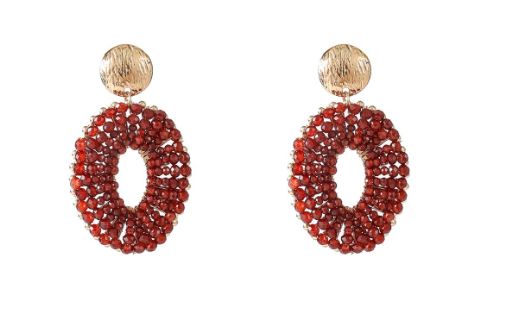 Bordeaux big oval facet oorbel