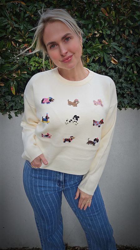 Sweater met dog patches